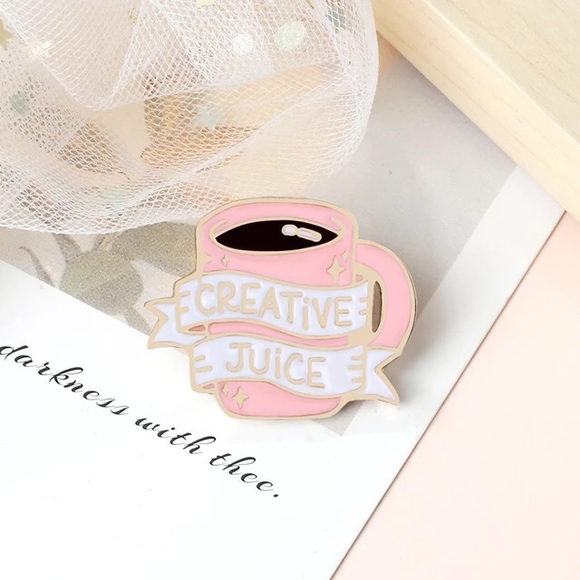 Funny Coffee Mug Cup “Creative Juice” Metal Enamel Pin Brooch - Picture 6 of 8